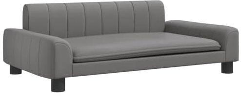 vidaXL Hundebett, Hundekissen mit weicher Polsterung, Hundesofa Hundecouch für kleine Hunde Haustiere, Haustierbett Katzenbett, Grau Kunstleder