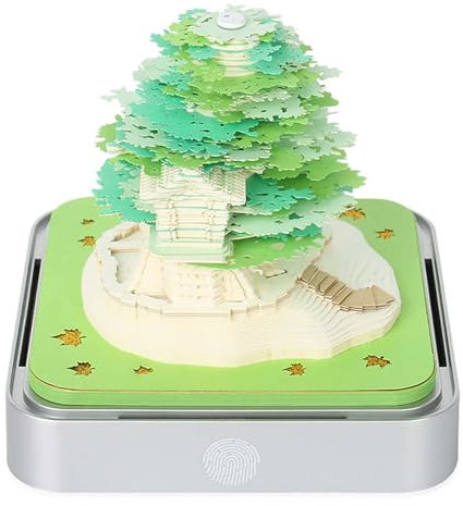 MZYZPPBD Schreibtisch Kalender Mit Lichtern 2025 3D Memo Pad Papier Kunst Sakura Baum Kreative Schreibtisch Kalender Papier Kunst Tempel des Himmels Skulptur Home Dekoration Geschenk,A