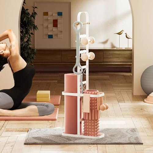 LXURY Aufbewahrungsregal für Yogamatten, Yogamatten-Boden-aufbewahrungsregal, Yogamatten-Halter, für Hanteln, Kettlebells, Widerstandsbänder, Yoga-blöcke, Schaumstoffrollen