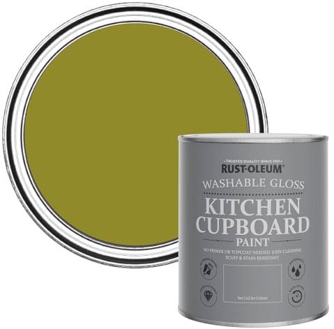 Rust-Oleum Peinture Vert Olive pour Meubles de Cuisine, Finition Brillante - Olive marinée 750ml