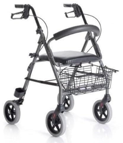 Salute Solare Deambulatore Rollator per anziani, Alluminio, Leggero, Freni manuali e bloccabili, Girello con seduta e 4 ruote, Deambulatore pieghevole, Girello anziani