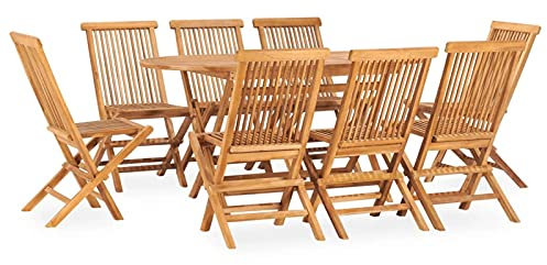 Juroupi 9-TLG. Garten-Essgruppe GartenmöBel Set Gartenset Tisch Und StüHle Garten Essgruppe Lounge Set Klappbar Massivholz Teak