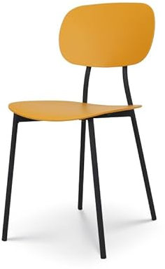 Kosmi Chaise Style Contemporain Jaune et Pieds en métal Noir - modèle Lea