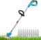 Akku-Rasentrimmer,Ersatz für Makita 18V DUR181Z,kompatibel mit Makita BL1830B Akku,mit 2x3000mAh Akku,Verstellbarer Teleskop-Führungsholm,90°Schwenkbarem Kopf, 2 Kreissägeblatt, 10 Rechteckige Klinge