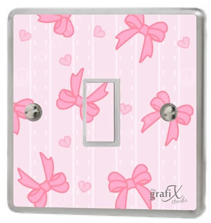 Girls Pink Bows Pretty Light Switch Sticker Vinyl/Graphics/Decal/Skin Cover sw164