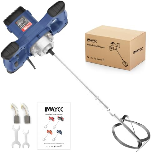 Portable Concrete Cement Mixer, 2100W Electric Paddle Mixer Adjustable 6 Speed Handheld Plaster Grout Paint Thinset Mortar Paddle Mixer,Ideal for Mixing Feed, Plaster, Paint,etc(Blue)