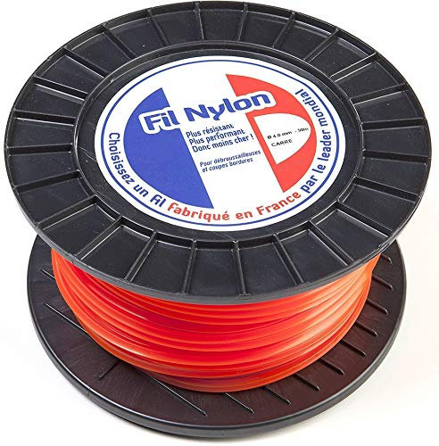 Fil nylon 4 mm x 50 m carré orange bobine - Pièce neuve