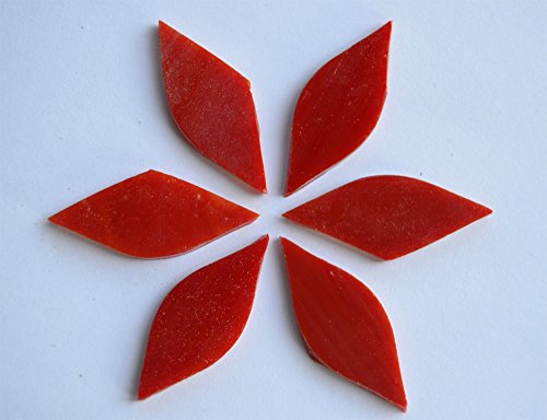 Bazare Masud e.K. 6 St. Tiffany Glas Blattform rot a 4x1,5cm, ca. 12g.