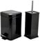 Harbour Housewares Bathroom Bin & Brush Set - Black - 2pc Square Stainless Steel Pedal Bin & Toilet Brush Set Slim Small Trashcan for Kitchen Waste, Bathroom Rubbish