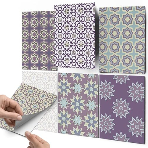 CREATISTO Fliesenfolie Fliesenaufkleber Mosaikfliesen - Klebe Folie für Wandfliesen I Klebefliesen Deko Folien für Fliesen Ornament in Bad u. Küche (15x20 cm I 6 -Teilig)