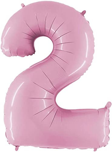 Grabo Palloncini compleanno numero 2. Palloncini per feste per bambini e adulti, in foil brillante. Palloncini colorati Made in Italy, 53x71 cm – Palloncini Rosa