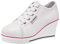 ANUFER Mujer Tacón de Cuña con Cordones Lona Zapatos Deportivos Alpargatas SN02435 Blanco EU38