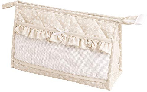 FILET -Trousse de Toilette, Fermeture éclair I Bande en Toile Aïda à Broder I Produit Fabriqué en Italie - Taupe