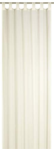 Elbersdrucke transparente Gardine Schlaufenschal Feel Good Uni 09 beige 255 x 140 cm Vorhang mit Schlaufen für Wohnzimmer Schlafzimmer Flur 198312