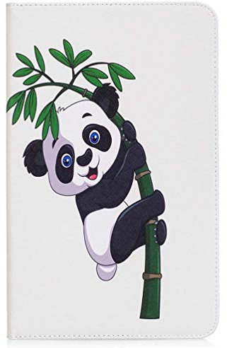 AIFILLE Portable Blanche Etui PU Cuir pour Tablette Samsung Galaxy Tab A6 10.1 Pouces SM-T580/T585 Animaux Panda et Bambou Motif Coque Clapet Portefeuille Antichoc 360 Protection Folio Support Housse