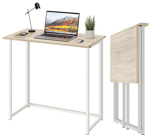 Dripex Table de Bureau Pliante Bureau Informatique Pliable Petit Table d'Ordinateur pour Bureau Domicile 80 x 45 x 74 cm - Couleur Chêne