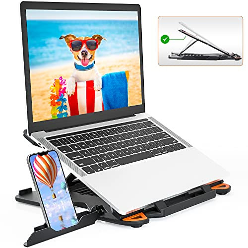 TopMate Supporto per Laptop per Scrivania Regolabile in Altezza, Supporti Portatili Computer Girevole, Appoggia PC Portatile con Supporto Telefono, Supporto Notebook per MacBook Air Pro 10-17