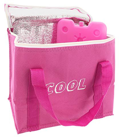 MIK funshopping 7,5L Kühltasche mit Kühlakku, Thermotasche Cooler Bag Lunchtasche Picknicktasche isoliert, faltbar, für Lebensmitteltransport (Pink)