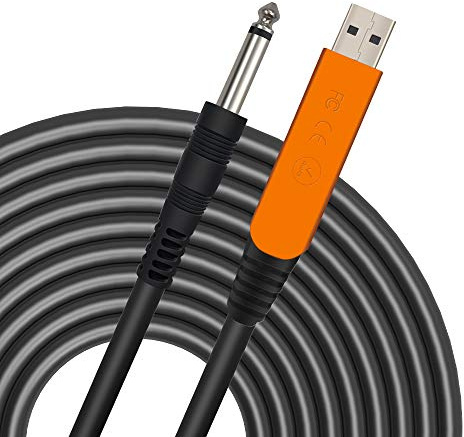 Yespure USB-Gitarrenkabel, 3 m, USB-Gitarren-Schnittstellenstecker auf 6,35 mm vergoldeter TS-Mono-Stecker, Aufnahmekabel, kompatibel mit PC, Mac, Xbox, PS4, PS3, PS2