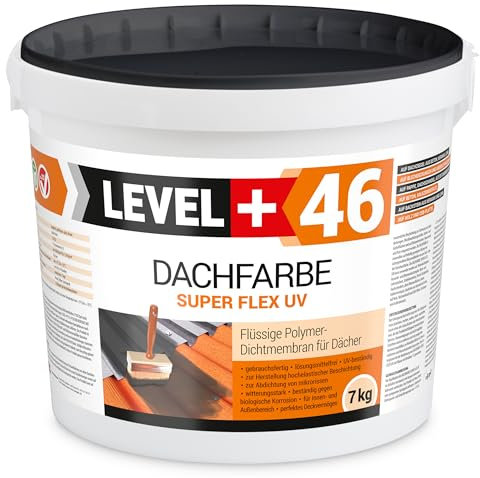 LEVEL PLUS Dachfarbe 7kg Sockelfarbe Dachlack Dachsanierung flexibler Polymermembran hochdeckend wetterbeständig Anthrazit RM46