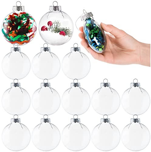 Kingrol 15 Stück Weihnachtskugeln 8cm Befüllbare Christbaumkugeln Baumschmuck Weihnachten Deko Christbaumschmuck Kunststoffkugel von Hochzeit Party