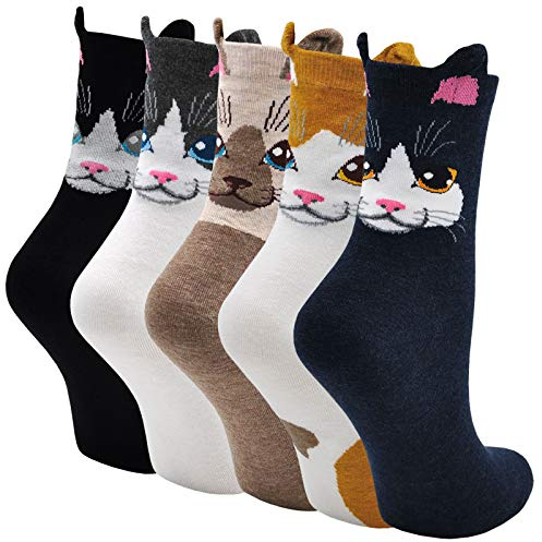 Lustige Socken Damen Bunte Socken aus Baumwolle, Witzige Socken Damen Tier Socken Frauen Weihnachtssocken