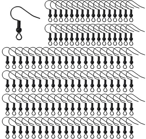 TOAOB 100pcs Black Earring Hooks 18mm French Ear Wires Fish Hooks for Jewellery Making DIY Earring Jewelry Findings