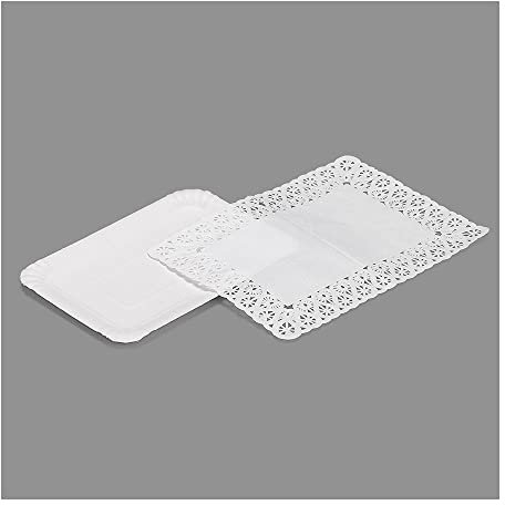 Best Products Pack de 4 bandejas rectangulares con blonda 14x21cm