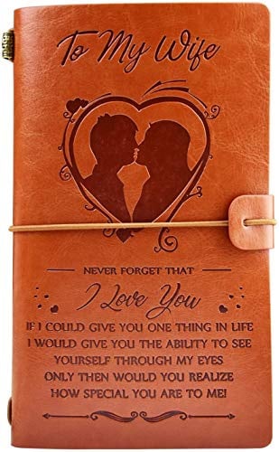 Weforu Pärchen Geschenke Leder Notizbuch To My Wife Journals Tagebuch vom Ehemann für Weihnachten/Geburtstag/Hochzeit/Jahrestag Valentinstag Geschenk