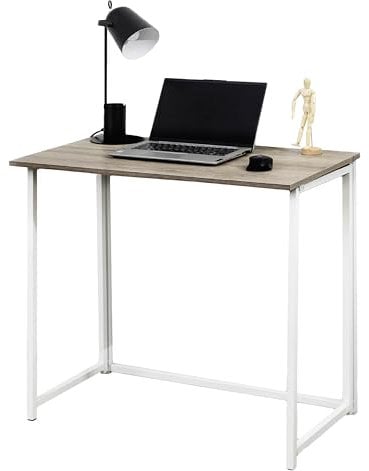 Direct Online Houseware House of Home Folding Desk, White Compact Foldable Computer Desk for Small Spaces, Easy Assembly, Desk for Home Office
