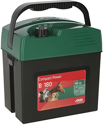 AKO Compact Power B180, Effektives 9 Volt Weidezaungerät, Einsteigermodell, Für kleine Pferde-/Rinderweiden mit geringem Bewuchs und Hunde und Katzen, 5 Jahre Garantie, Made in Germany