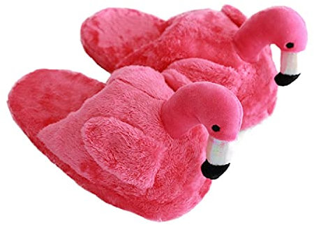 HANDKEI Pantoufles de flamant rose pour femmes pantoufles d'animaux en peluche pantoufles chaudes pour la maison pantoufles d'intérieur (36-42 EU, Rose Rouge 2, numeric_36)