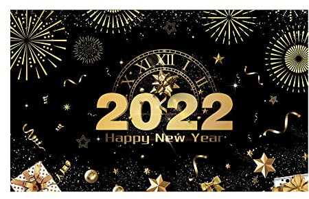 2022 Frohes neues Jahr Banner, 1.8mx1.1m Feuerwerk Hintergrund Happy New Year Party Banner Gold Nachthimmel Fotografie Silvester Feier Party Dekoration für Fotoshooting Booth Studio Requisiten