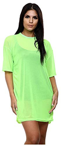 Janisramone Top de rejilla de manga corta para mujer Camisetas extragrandes de malla transparente para mujer Camisetas holgadas tipo túnica larga suaves y cómodas para mujer Reino Unido -