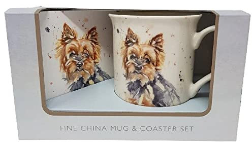 lesser and pavey LP34109 Ceramic Mug & Coaster | Yorkie design | Set of 2 Tableware, Rose
