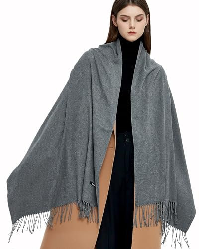 Gragengs Pashmina Schals und Wraps Schals für Damen Hochzeit Party Winter Warme Lange Solid Color,Dunkelgrau