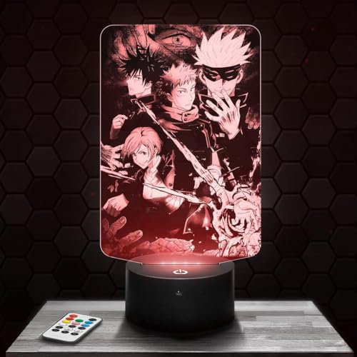 Lámpara de mesilla de noche, luz nocturna táctil Manga - Megumi Yuji Satoru lámpara LED ilusión 3D, idea de regalo para niños y niñas, Navidad, lámpara de mesilla de noche para niños o adultos. TOP