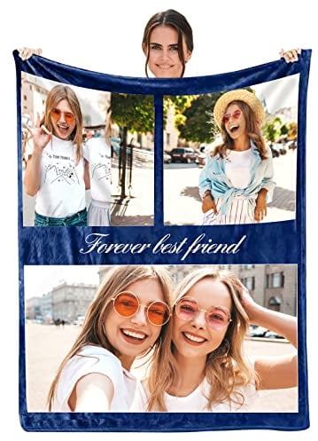 NIBESSER Coperta Personalizzata con Foto Plaid Personalizzato Comodo Morbido Coperta Pile Caldo Idea Regalo per Amici Bambini per Natale Matrimonio Compleanno, 3 Foto, 150x200cm
