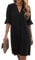 Famulily Womens Casual Ruffled Sleeve Shift Above Knee Dress Ladies Pleated Tunic Dresses Black XL