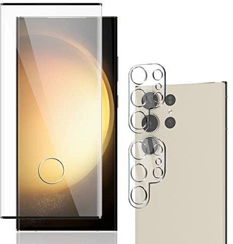AnnhanT Protector Pantalla para Samsung Galaxy S23 Ultra, Cristal Templado 2 Piezas y Protector de Lente de cámara 2 Piezas - 9H Dureza Antiarañazos, Antihuellas, Sin Burbujas