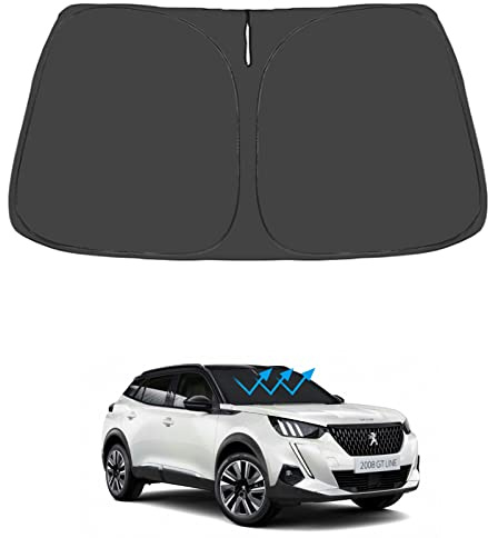 CKPEOR Parasol para Parabrisas Delantero para Peugeot 2008 e-2008 2020 2021 2022, Parasol para Ventana, Bloques Plegables, Rayos UV, Mantiene tu Coche más Fresco,Full Black