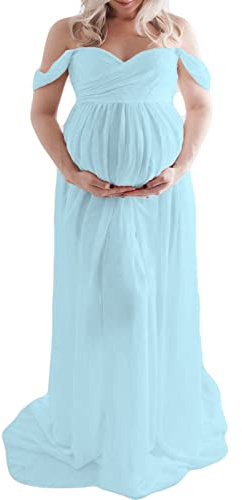 SoLu DAY8 Robe Maternité Grossesse Shooting Photo Dentelle Fendue Bustier Col en V Sexy Robe Femme Enceinte Grande Taille Pas Cher Mariage Ceremonie Soiree Cocktail Chic Et Elegant