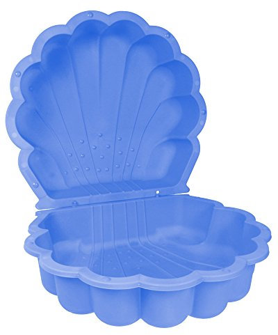 Ondis24 Lot de 2 bacs à sable en forme de coquillage, en plastique, avec couvercle (87 cm, bleu)