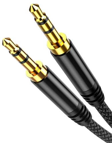 Highwings Aux Kabel 3,5mm Klinkenkabel [2M] Stereo Audio Kabel Klinke auf Klinke Nylon Geflochtenes Hochwertige Kabel für Kopfhörer, Auto, Handy, PC, Lautsprecher,MP3-Player usw-Schwarz