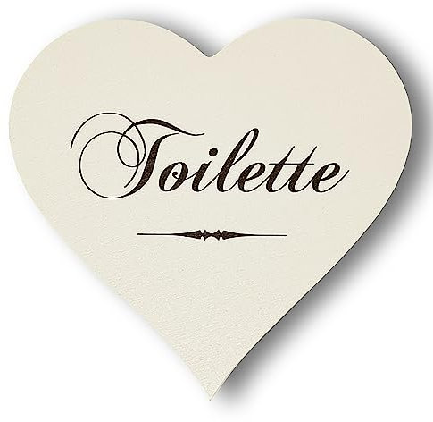 Türschild Schild Herz Holz 15cm selbstklebend (Toilette)