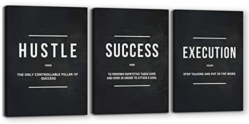Inspirierendes Wandposter, Hektik, Poster, Erfolg, Zielkunst, Unternehmer, Zitat, Motivation, Büro, Wanddekoration, Kunst für Schlafzimmer, Wohnzimmer, Heimdekoration, gerahmt, 50,8 x 71,1 cm, 3 Stück