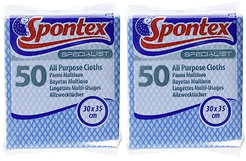 Spontex Specialist All Purpose Cleaning Cloths, Blue (Pack of 100)