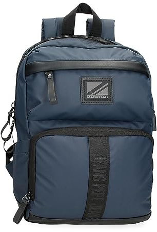 Pepe Jeans Hoxton Mochila para Portátil Azul 25x36x10 cms Poliéster 9,25L
