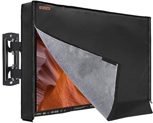 IC ICLOVER 52-55 inch Outdoor TV Cover, Roll up Front Flap with Non Scratch Soft Liner Protect LED Screen, Zipper Access Weatherproof TV Protector, Outside Waterproof Television Cover fit Wall Mount