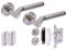 HANDLEZONE® Tucana Door Handles on Rose Bathroom Lock Pack with Ball Bearing Hinges - Dual Polished/Satin Nickel